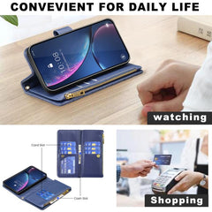 Estuche para teléfono con tapa de cuero tipo...