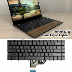 Teclado marrón para computadora portátil ver...