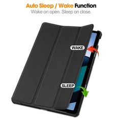 Estuche para tableta de cuero con tres plieg...