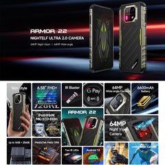 Ulefone Armor 22, Teléfono Robusto IP68/IP69...