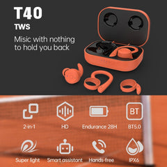 Auriculares Bluetooth inalámbricos con oreja colgante T&G T40 TWS