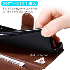 Funda de cuero con tapa horizontal y cremall...