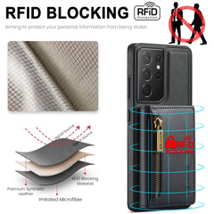 DG.MING M5 Series Zip RFID Funda de cuero de...