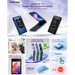 Teléfono plegable HAMTOD T8 4G, 2,8 pulgadas...