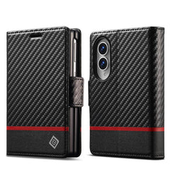 LC.IMEEKE Funda para teléfono de cuero y fib...