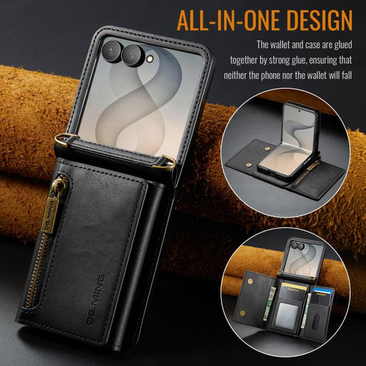 DG.MING M5 Series Zip RFID Funda de cuero de...