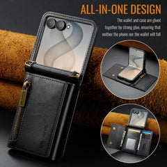 DG.MING M5 Series Zip RFID Funda de cuero de...