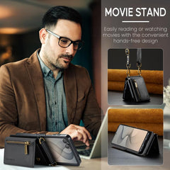 DG.MING M5 Series Zip RFID Funda de cuero de...