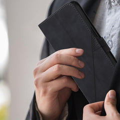 Funda para teléfono de cuero con tapa en rel...