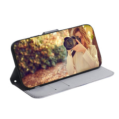 Funda de teléfono de cuero con tapa y dibujo...