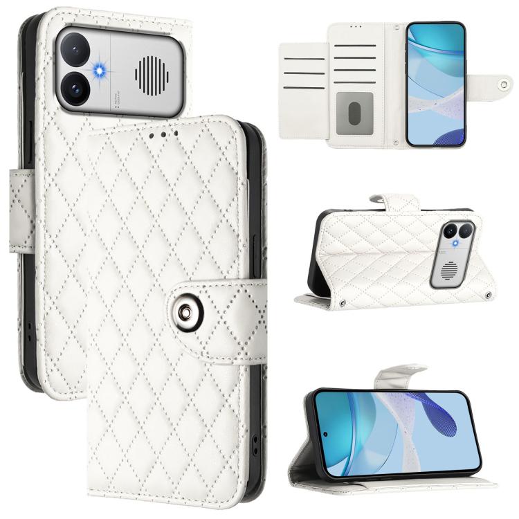 Funda de cuero con tapa y textura rombal par...