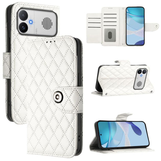 Funda de cuero con tapa y textura rombal par...