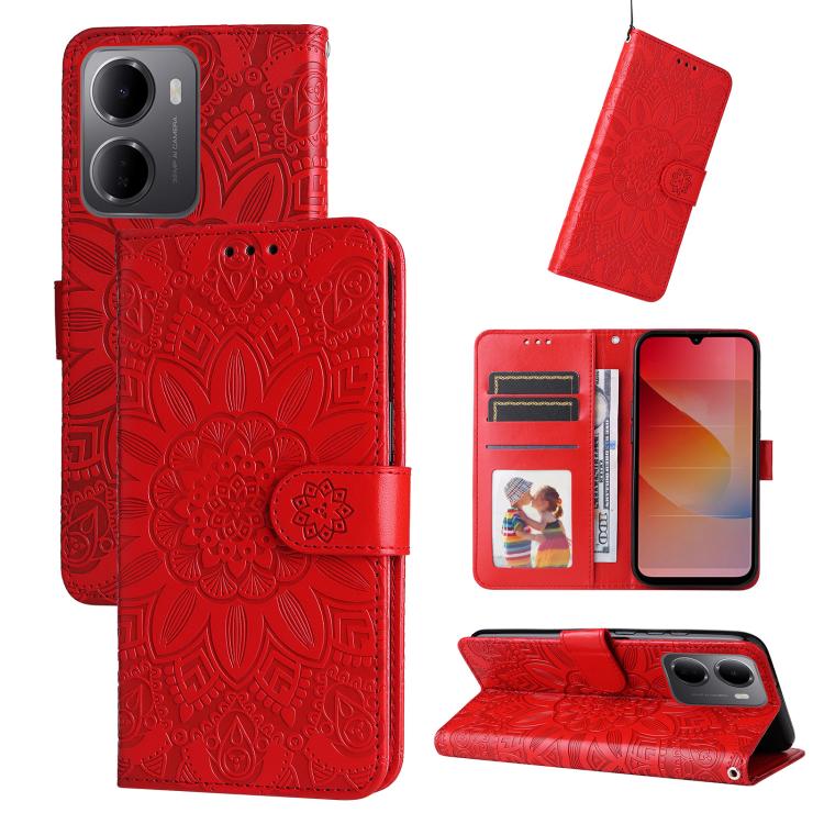 Funda para teléfono de piel con girasoles en...