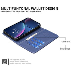 Funda de cuero tipo billetera con tapa y dis...