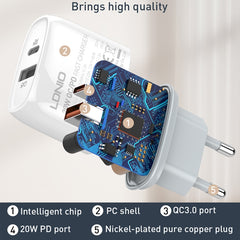 Cargador rápido USB + tipo C LDNIO Q229 QC3....
