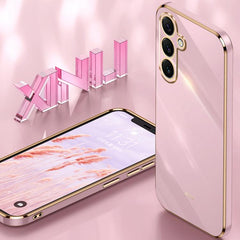 Funda para teléfono de TPU con borde dorado ...