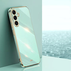 Funda para teléfono de TPU con borde dorado ...