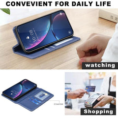 Funda para teléfono con tapa de cuero magnét...