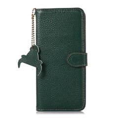 Funda para teléfono de cuero genuino con tex...