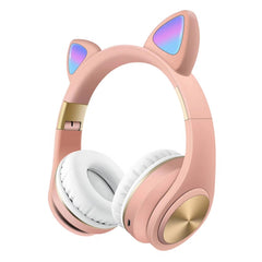 Auriculares Bluetooth con orejas de gato y luz
