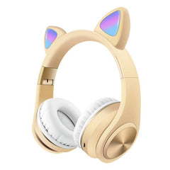 Auriculares Bluetooth con orejas de gato y luz