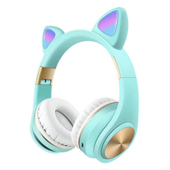Auriculares Bluetooth con orejas de gato y luz