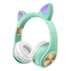 Auriculares Bluetooth con orejas de gato y luz