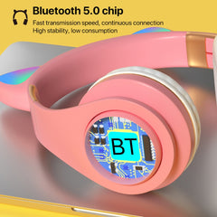 Auriculares Bluetooth con orejas de gato y luz