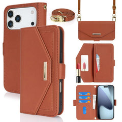 Funda de cuero para teléfono con cordón y te...
