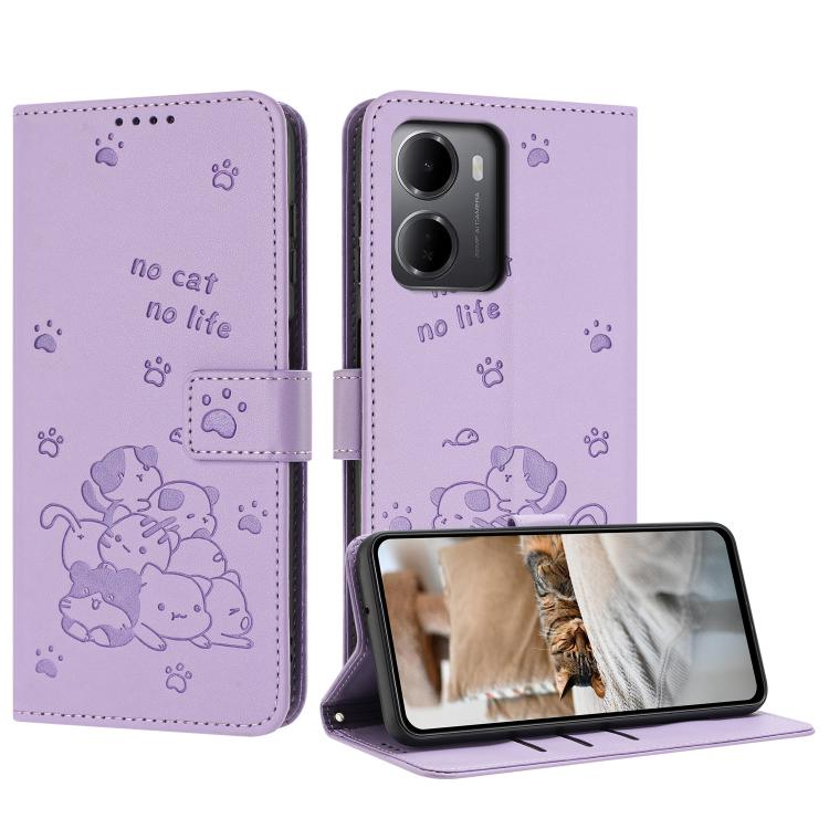 Funda de cuero para teléfono con gatito en r...