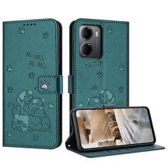 Funda de cuero para teléfono con gatito en r...