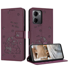 Funda de cuero para teléfono con gatito en r...
