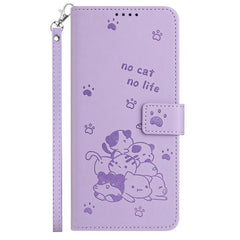 Funda de cuero para teléfono con gatito en r...