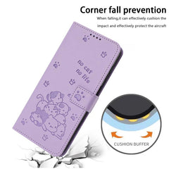 Funda de cuero para teléfono con gatito en r...