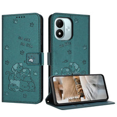 Funda de cuero para teléfono con gatito en r...