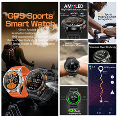 Reloj inteligente deportivo con GPS LEMFO K67 de 1,43 pulgadas