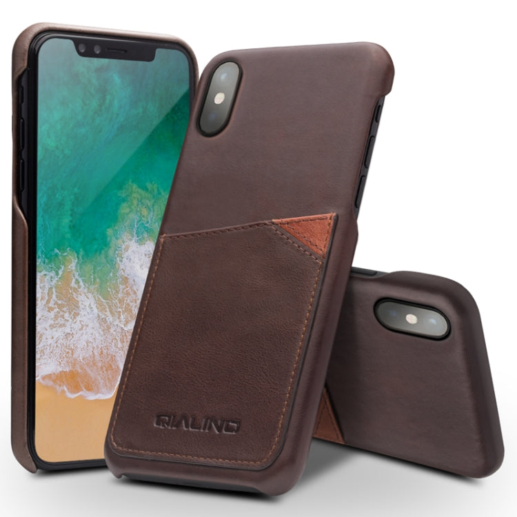 Para iPhone X / XS Funda de cuero de vaca QIALINO