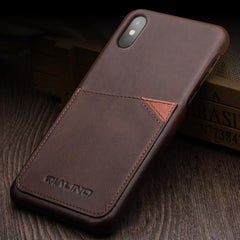 Para iPhone X / XS Funda de cuero de vaca QIALINO