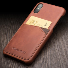 Para iPhone X / XS Funda de cuero de vaca QIALINO