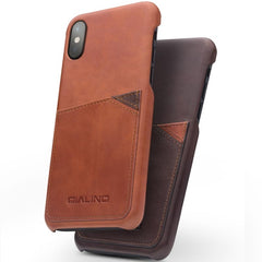 Para iPhone X / XS Funda de cuero de vaca QIALINO