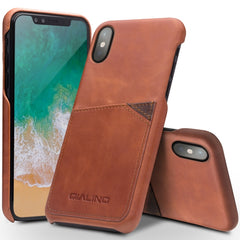 Para iPhone X / XS Funda de cuero de vaca QIALINO