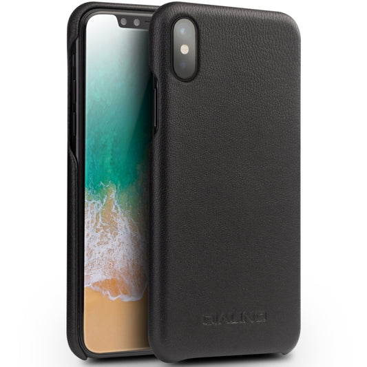 Para iPhone X / XS Funda de cuero de vaca QIALINO