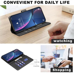 Funda de cuero antirrobo para teléfono con t...