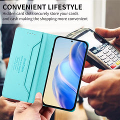 Estuche para teléfono de cuero con doble pli...