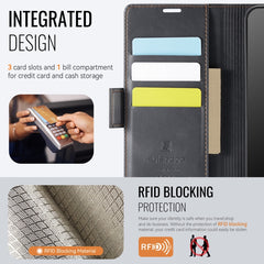 Funda de cuero para teléfono con RFID magnét...