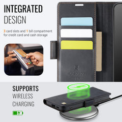 Funda de cuero para teléfono con RFID magnét...