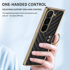Estuche de cuero para teléfono con anillo de...