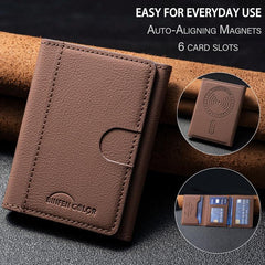 Solid Color Magnetic Wallet Card Bag Case
