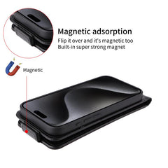 Funda de cuero magnética vertical con tapa a...