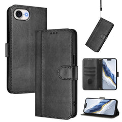 Line Splicing Buckle Retro Leather Phone Cas...
